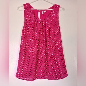 Sleeveless Gathered Neckline Pink Blouse